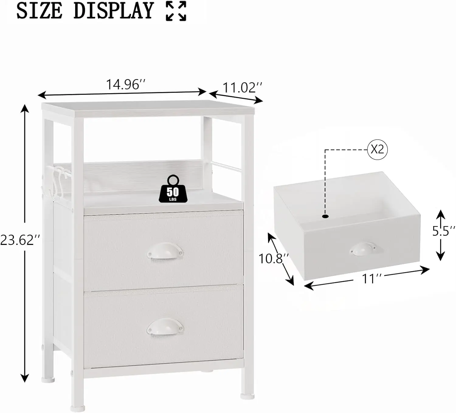 Fabric Drawer Nightstands Set 3