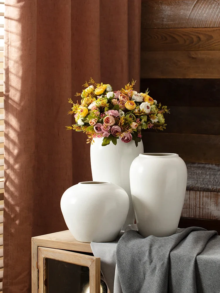 White Ceramic Vase Modern Minimalist Home Decoration Dry Flower ...