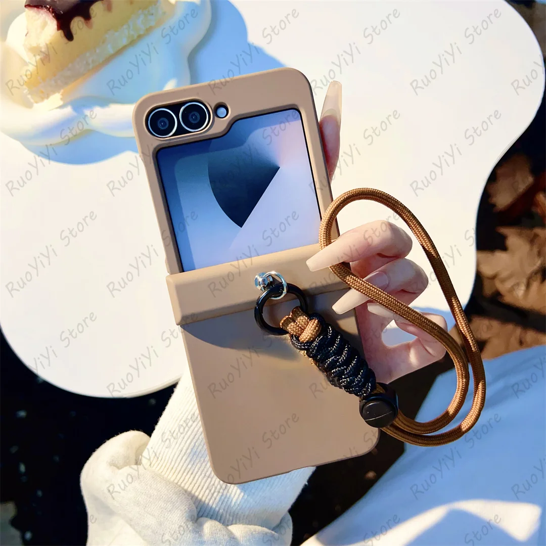Cute Solid Color Portable Rope Phone Case - Hot Brown Korean Style