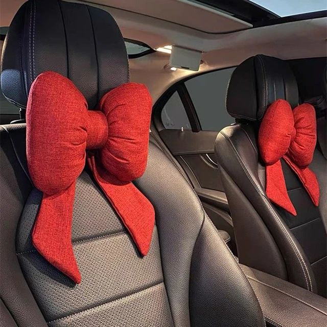 Pink Bow Car Lumbar Support Headrest Neck Pillow Cute Car Seat Universal  Neck Pillow for Girls Lumbar Pillow Car Accessories