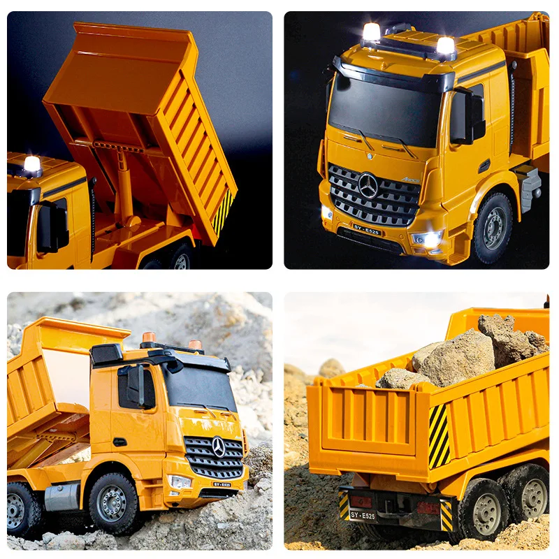 1/20 Large RC Car Double E E525 Benz Remote Control Dump Truck  Transporter Engineering Vehicle Smiulation Sound and Light Toys 4