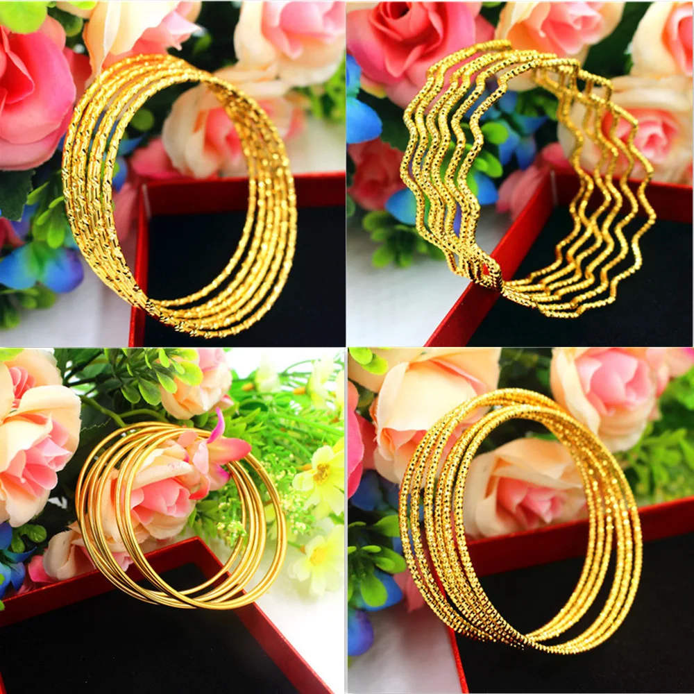 

European Currency Vietnam Sha Gold Fashion Simple Wedding Jewelry Imitation Gold Bracelet Africa Ethiopia Wedding Gift