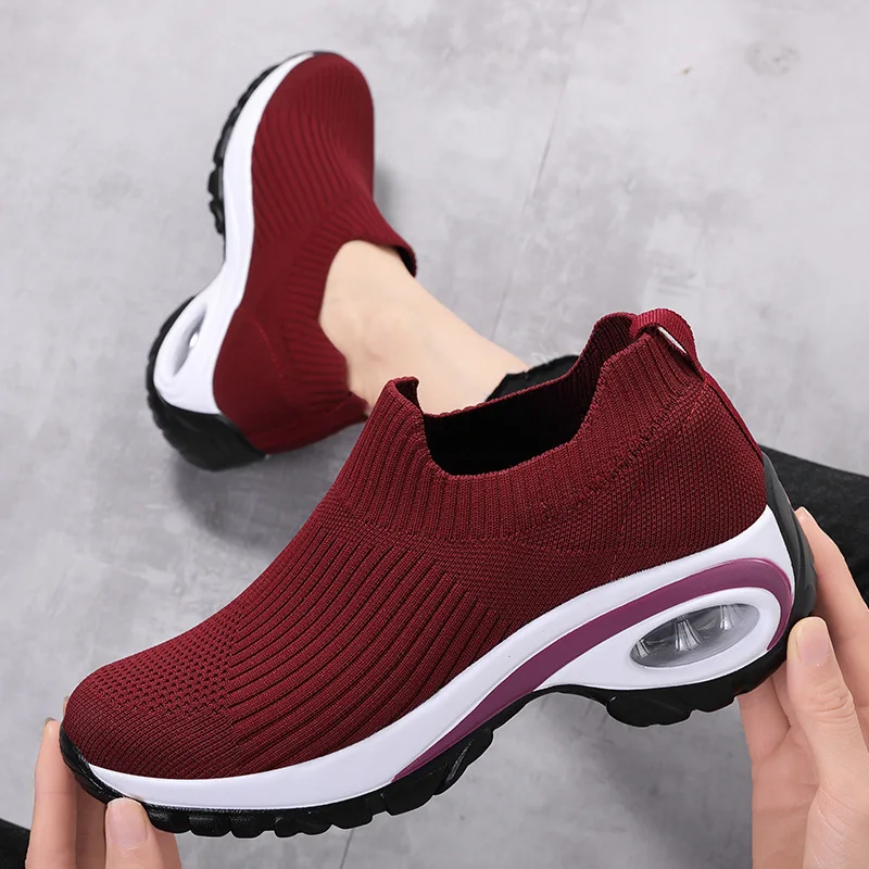 Wedge Platform Sneakers Women 2023 New Fashion Casual Sport Shoes Ladies Air Cushion Mesh Breathable  Vulcanized 