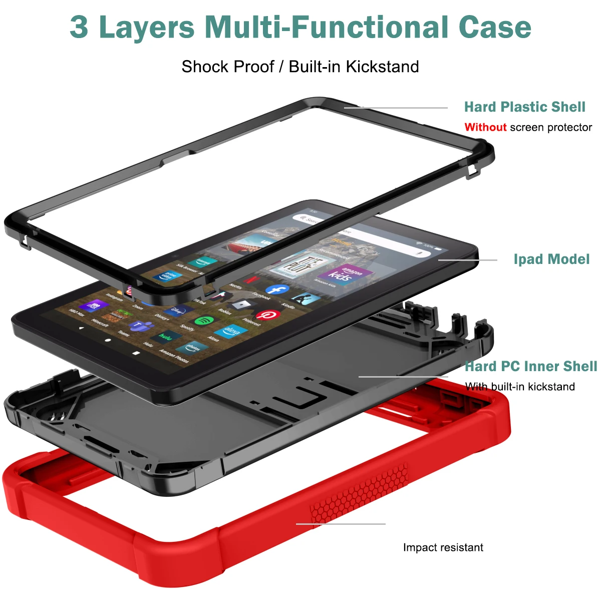 Durable Shockproof Armor Tablet Stand Case - Hard Protective Shell