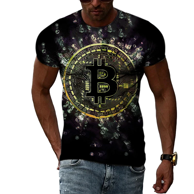 Summer Fashion Hot Sell Bitcoin graphic t shirts For Men Casual Personality Trendly 3D Print harajuku style short sleeve t-shirt