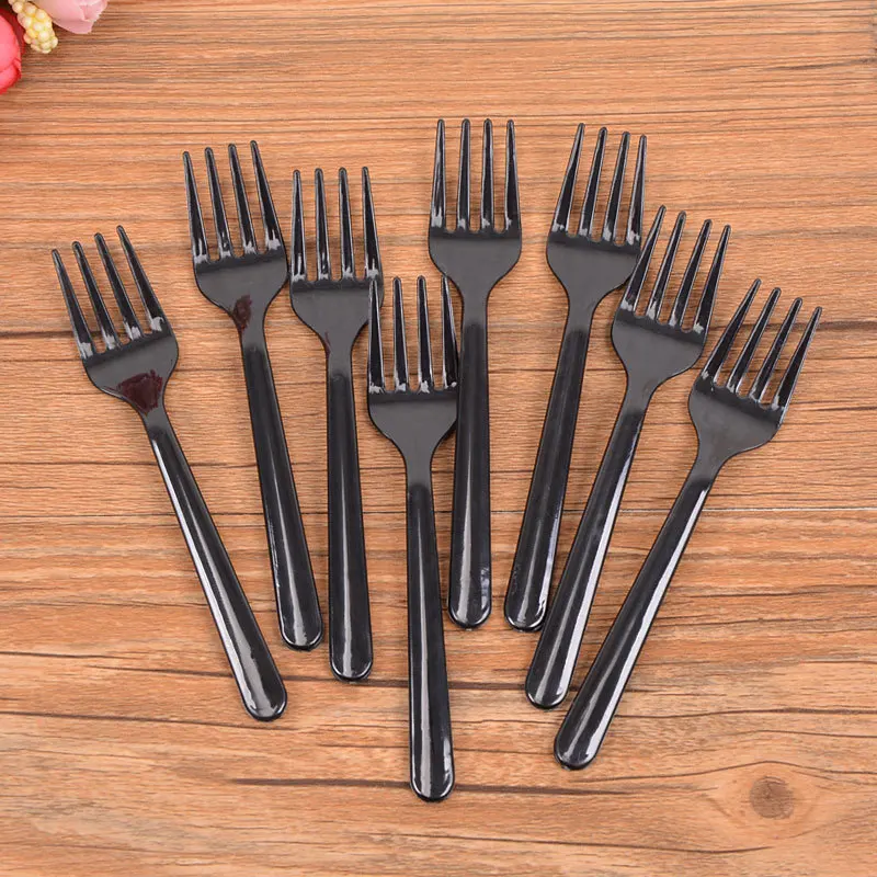 Description Picture 5 of item95Pcs Disposable Fork Cake Dessert Dim Fruit Forks Dinnerware Thickening Plastic Forks For Wedding Birthday Party Utensil Supply