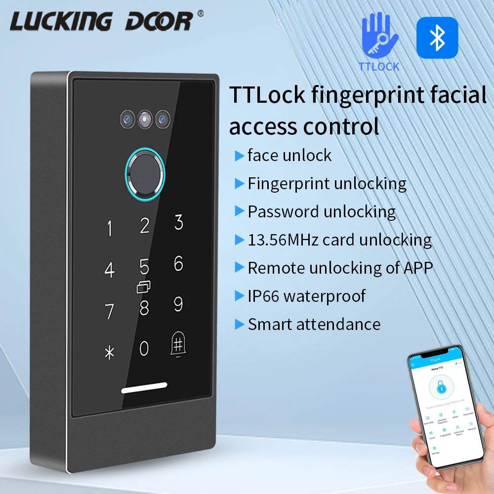 

Fingerprint Face Recognition Access Control Keypad Electronic Facial Door Lock Face Attendance Machine Free Software TTLOCK App