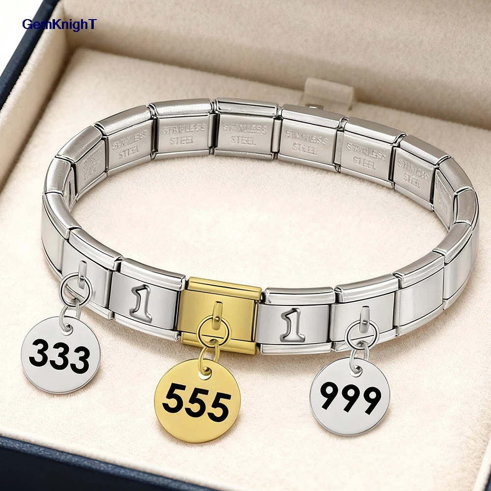 1pc Design Charme Laser Anzahl Italienischen Kreis Anhänger Link Fit 9mm Schmuck Geschenke Machen DIY Edelstahl Armband großhandel – Detail 1