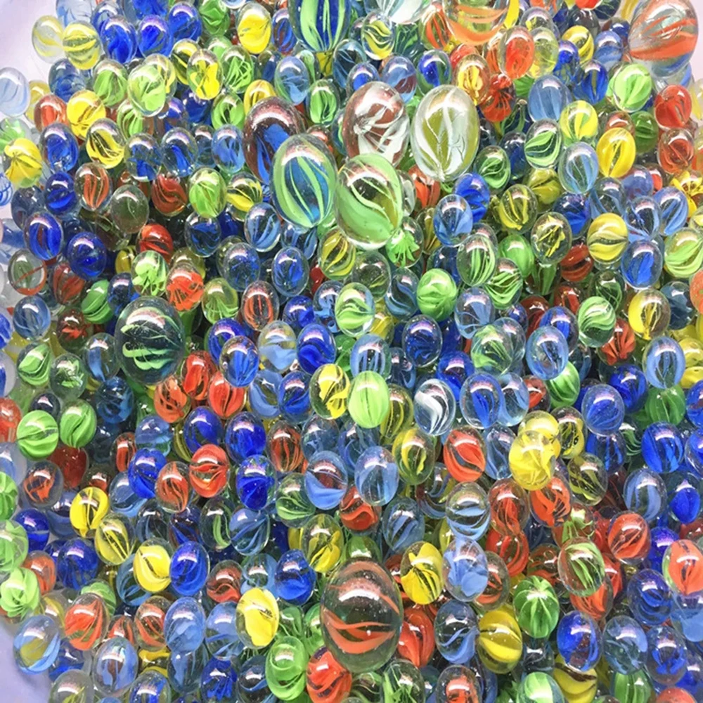 10/50PCS 25/14mm Colorful Glass Marbles Toy Kids Marble Balls Run Game Solitaire Toy Accs Vase Filler&Fish Tank Home Toy Gift