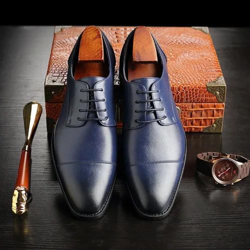남자 클래식 레트로 더비 신발 망 비즈니스 드레스 Office 가죽 구두 플랫 남자 패션 웨딩 파티 Oxfords EU 크기 37-48 3