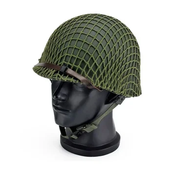 Classico casco in acciaio M1 tattico US Esercito militare Replica Caschi protettivi WWII WW2 Outdoor CS Paintball Caschi in acciaio verde