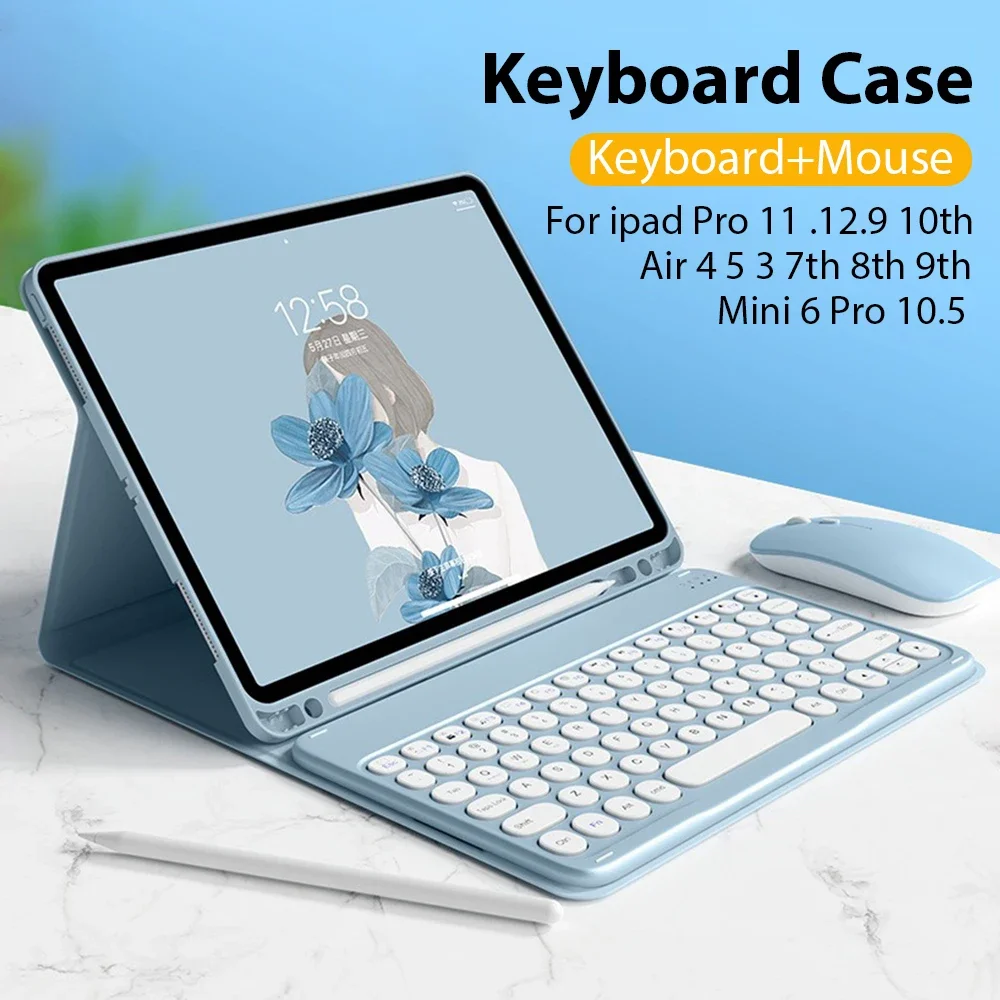 

Keyboard Case For iPad Pro 11 12.9 2022 9th 10th Generation Funda For iPad Air 5 4 3 2 8th 7th Mini 6 10.5 Cover Wireless Mouse