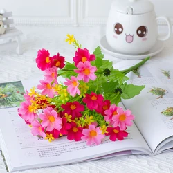 Red Artificial Daisy Flower Bouquet - UV - Resistant Silk Blooms for Home, Wedding, and Garden Decor (Rose Red)