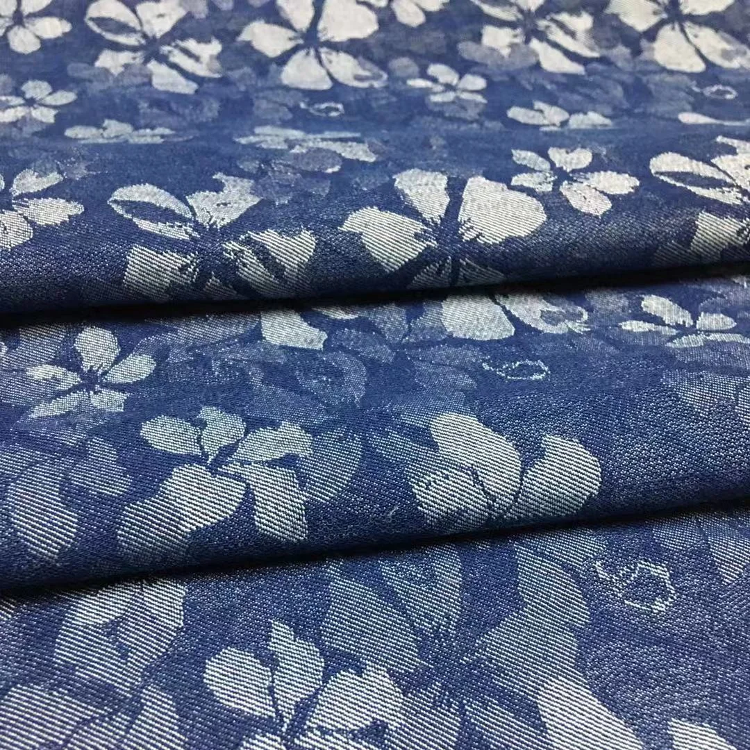 Blue Washed Denim Fabric Jacquard Stretch Fabric for Skirt Clothes and Coat Pants Handmade Diy Clothing