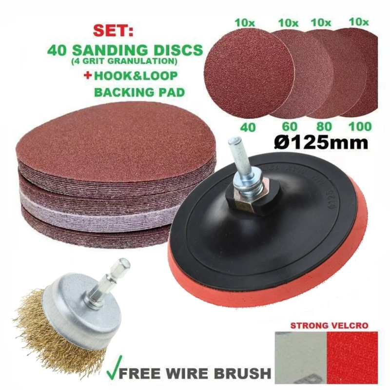 

40Pieces 5 Inch Round Sandpaper Disk Flocking Round Sandpaper Kit Waterproof Sanding Discs Polishing Tool Part L9BE