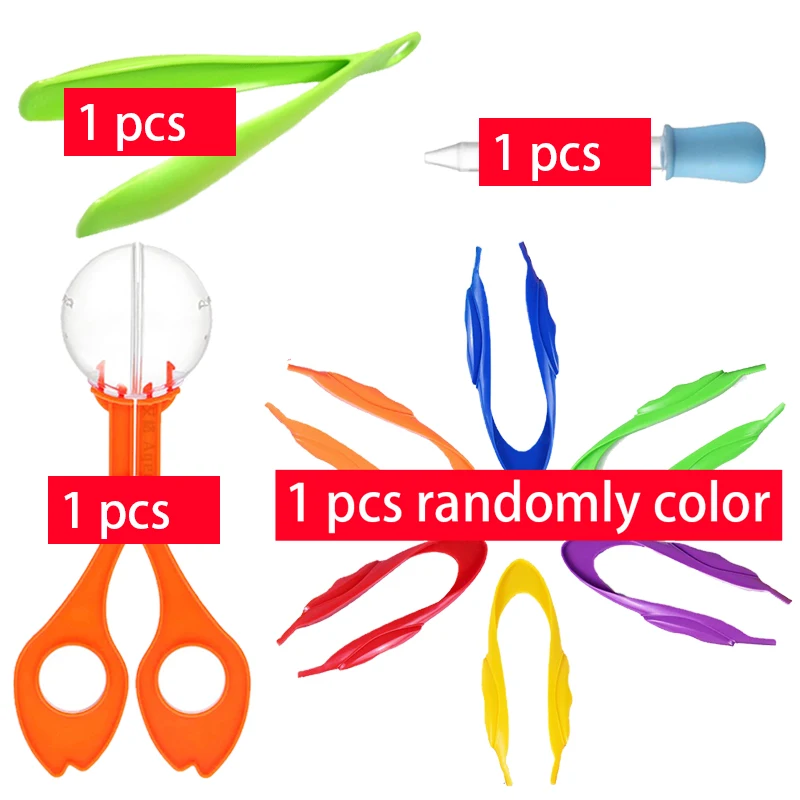 10Pcs Fine Motor Training Accessories for Kids Tweezers Flat Tip Tweezers  Coloured Clips Plastic Tweezers Children's Toys - AliExpress