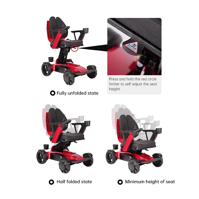 Automatic Motorized Foldable Long Mileage Electric Wheelchair for Patient Wheelchair with Lithium Battery for Handicappedcustom