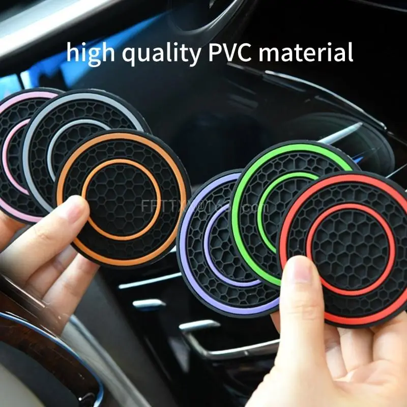 Car Water Cup Holder Pad Honeycomb Texture Embeded Non Slip Mat Universal Automotive Bottle Holder Insert Mat 2.75in