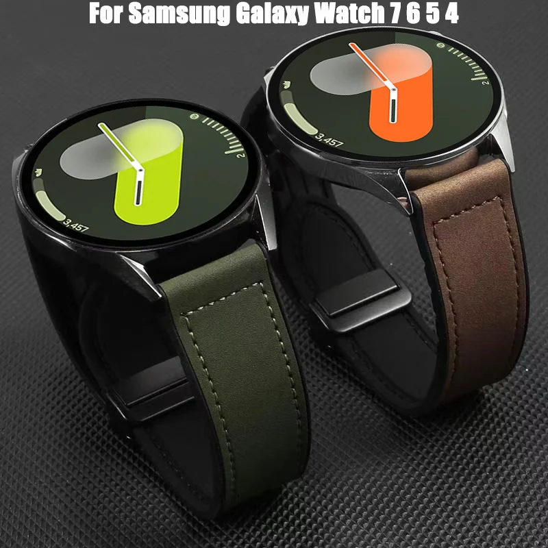 Magnetic Leather Silicone Strap with Classic Bracelet Design - 20mm/22mm Option