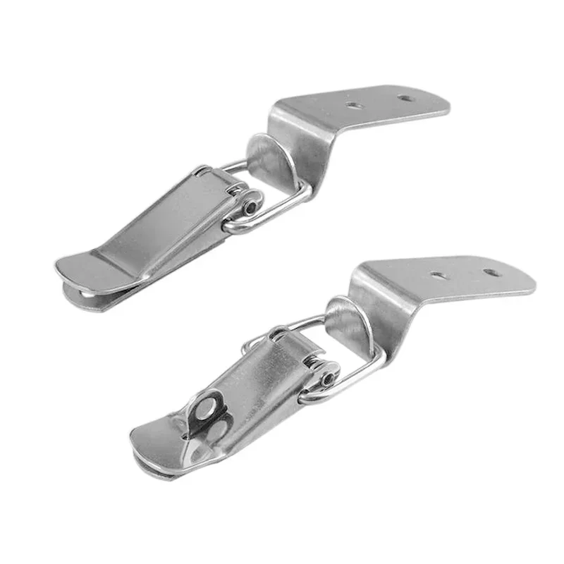 Toggle Latches 4/2Pcs Duck-mouth Buckle Hook Wooden Box Hasps Clamp 90 Degrees Silver Metal Spring Catch Clasp Loaded Draw Toggle Clamp Hasps