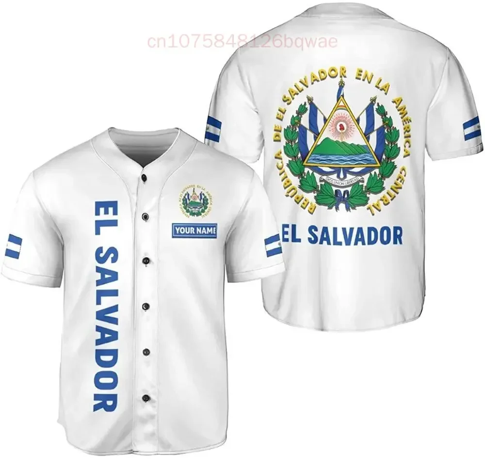 New El Salvador  Custom Name Baseball Shirt Jersey Summer New Fashion 3DPrint Funny Beach Short Sleeve Sport Casual 4