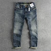 Waist Embroidery Denim Jeans for Men Dark Blue Washed Slim Fit Straight Pants Autumn Youth Male Cityboys American Vintage Casual 1