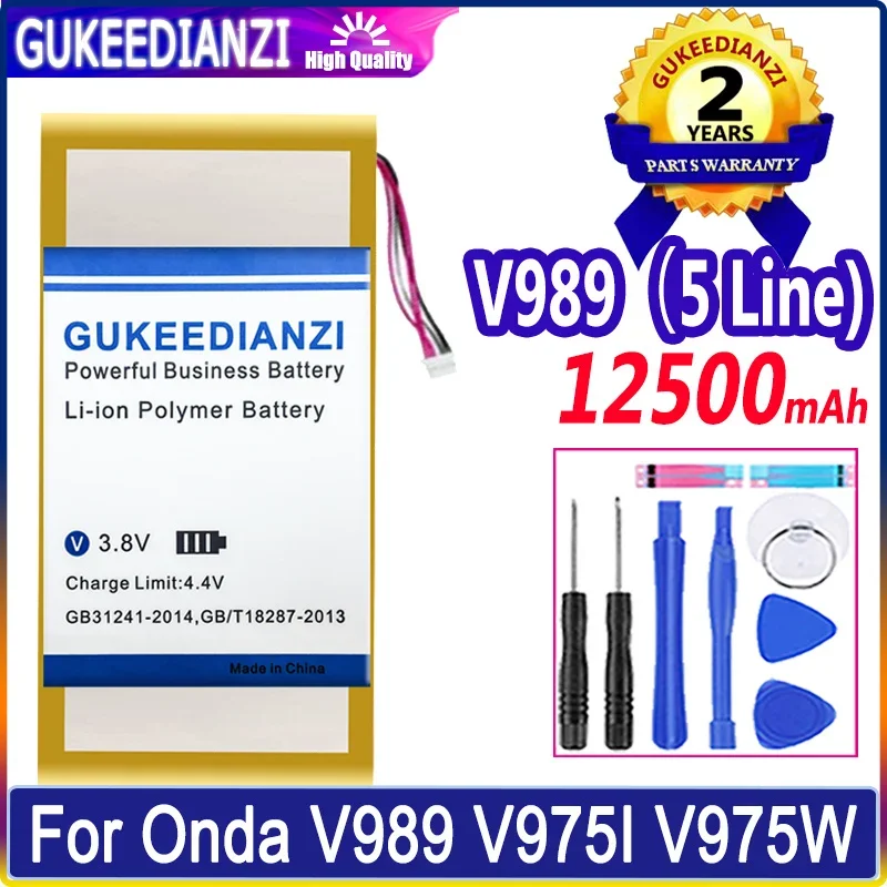 

GUKEEDIANZI Replacement Battery V 989 (5 Line) 12500mAh for Onda V989 V975I V975W Tablet PC 5-Wire Plug 9.7 inch Batteries