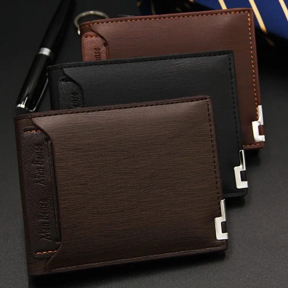 

Money Bag Vintage Credit Card Case Cash Clip Gift Iron Edg Male PU Leather Short Purse Credit Card Holder Coin Purse Men Wallet