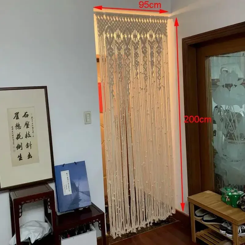 Hand-woven Macrame Wall Hanging Tapestry Door Curtain Cotton Art Tapestry Boho Decoration Bohemia Wedding Backdrop Wall Hanging tapestry decorations