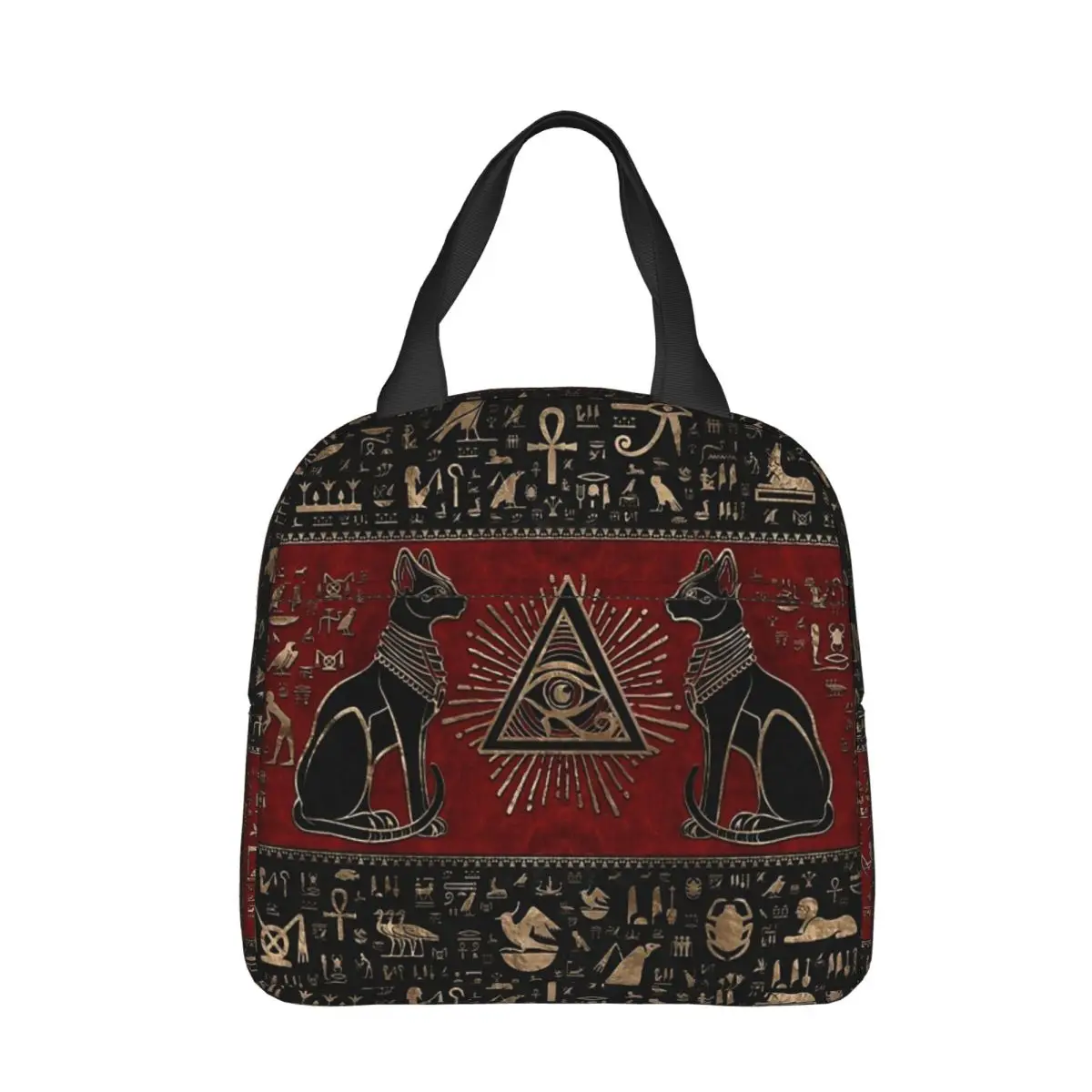 

Egyptian Cats And Eye Of Horus Portable Lunch Bag Egyptian Anubis Ice Cooler Pack Insulation Picnic Food Storage Bags