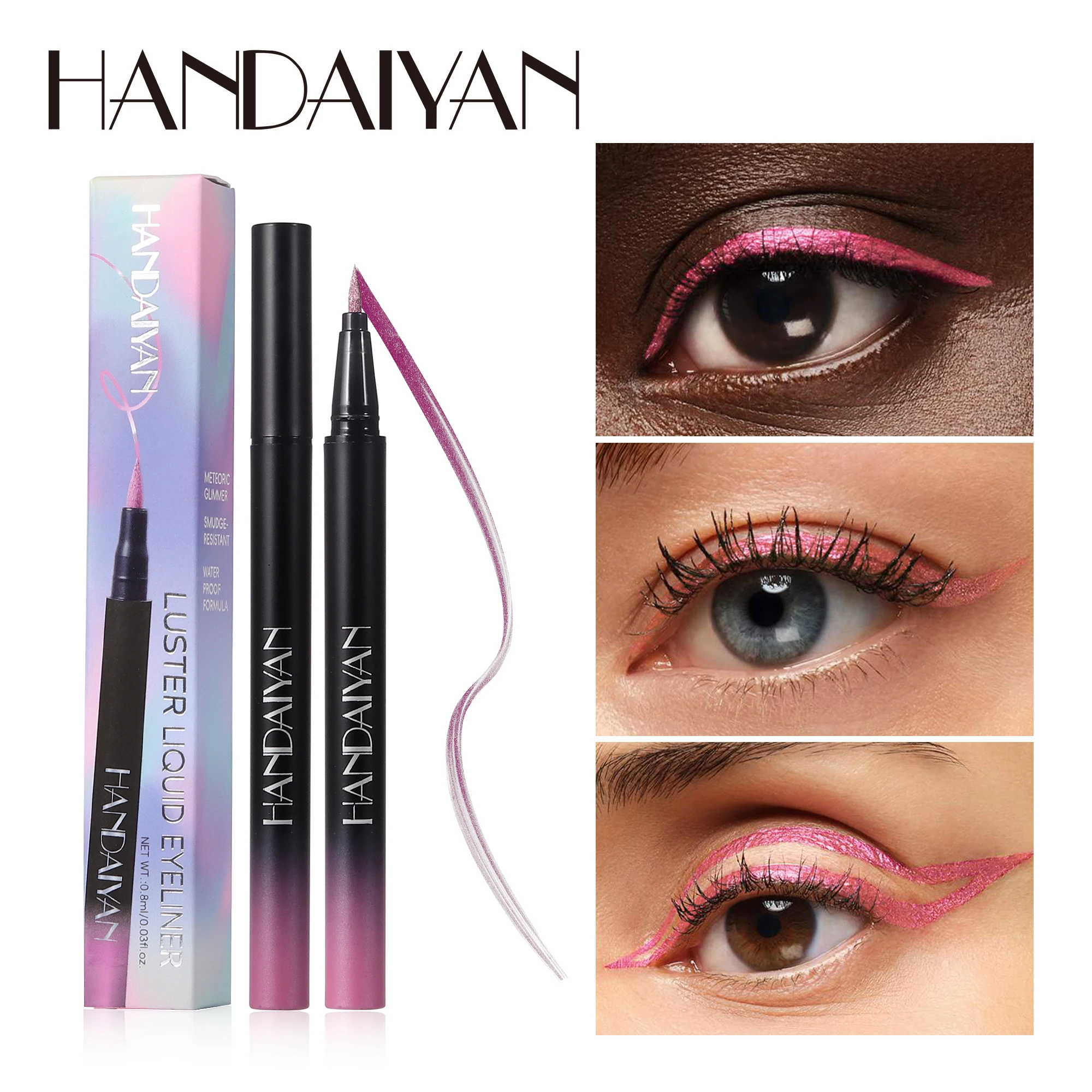 HANDAIYAN 10 Colors Glitter Liquid Eyeliner Long-wearing, waterproof and non-smudging metallic shimmer color eye Liner pens 2