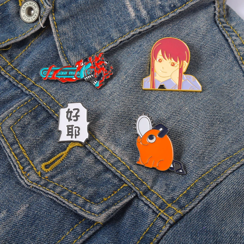 Japan and Hell Mascot Enamel Pins Chainsaw Man Makima Pochita Brooches Bag Lapel Badges Icons Anime Jewelry Gifts Drop Shipping