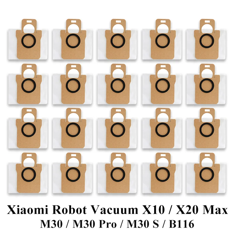 Sacs à Poussière 3,5 L Pour Robots Xiaomi X10, X20+, M30, M40 - Lot De 10 - Filtration 5 Couches - 4