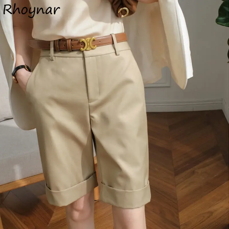 Shorts Women Youth Ins Summer Basic Simple All-match Chic High Waist Solid Ladies Straight 2021 Newly Leisure Fashion College
