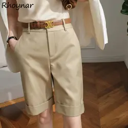 Shorts Women Youth Ins Summer Basic Simple All-match Chic High Waist Solid Ladies Straight 2021 Newly Leisure Fashion College