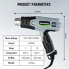 WORKPRO 2000W VDE Plug Industrial Electric Hot Air Gun Thermoregulator Heat Guns Shrink Wrapping Thermal Heater Nozzle 6