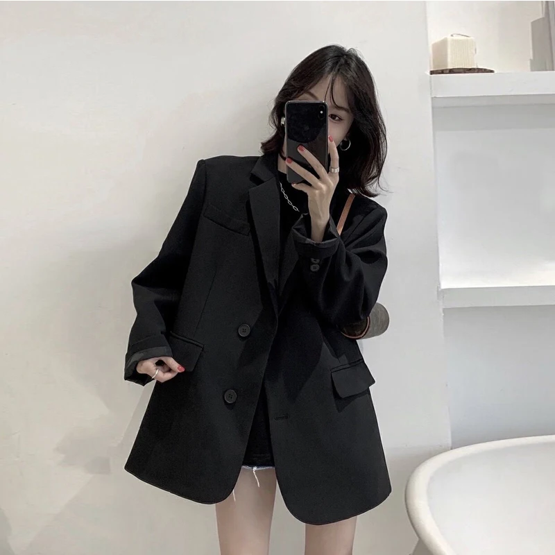 

Women's Clothing Solid Color Business Casual Blazers Office Lady Temperament Streetwear Lapel Neck Chic Blazers New