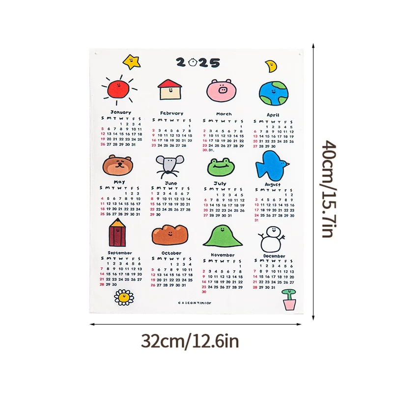 Small Tapestry 2025 Background Cloth Ins Desk Calendar Wall Hanging Student Girl Room Cute Cartoon Hanger Tapestries Decor 태피스트리