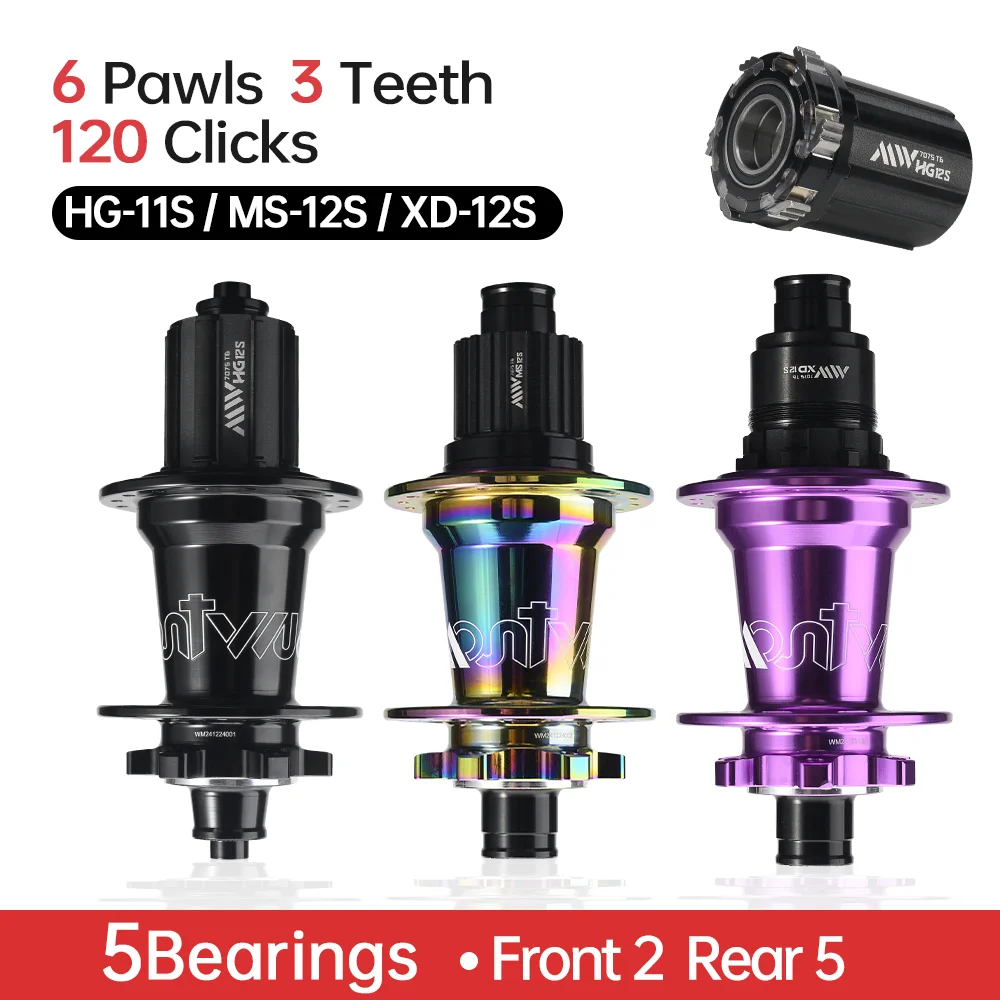 5 Sealed Bearing Hub MTB Hub 6 Pawls 120 Clicks Front 9x100 15x100 Rear 10x135 12x142 Bicycle Hub HG Micro Spline Sram XD 8-12 V