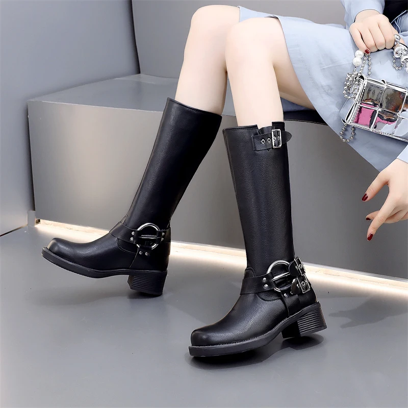 

Boots Women New 2023 Female Shoes Clogs Platform Sexy Thigh High Heels High Sexy Round Toe Zipper Ladies Med Cowboy Over-the-Kne