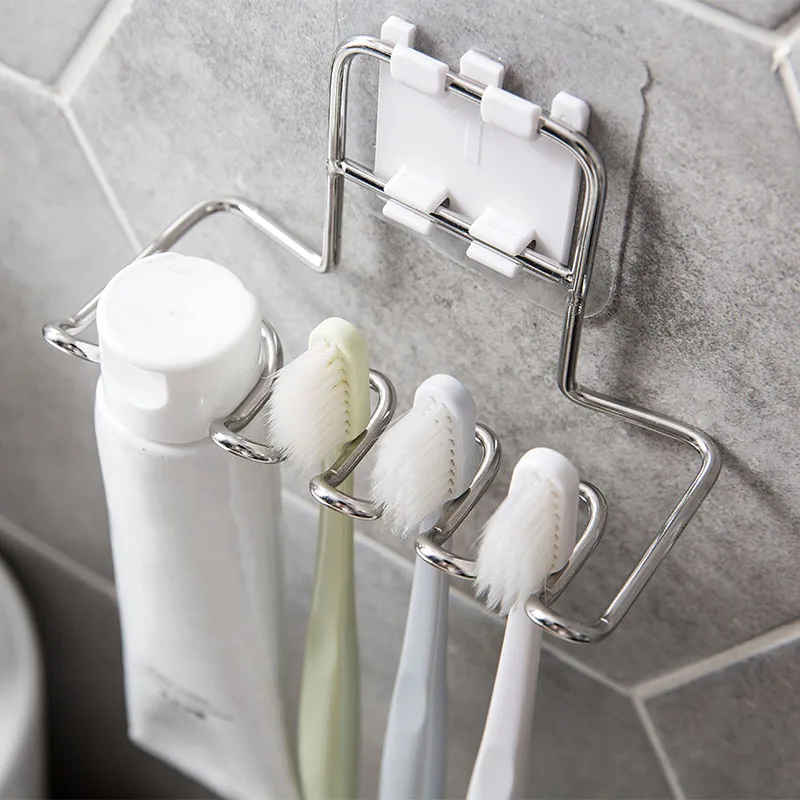 Toothbrush Holder toothbrush holder bathroom storage rack Stainless Steel Toothbrush Holder Shaver Storage Rack Tooth Brush Shelf Toothpaste Holder Rack Bathroom Organizer Accessories