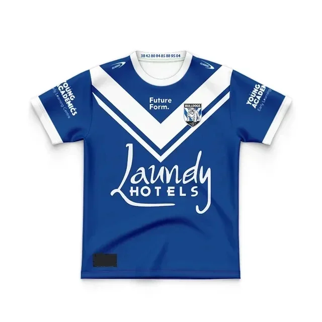thumbnail image 1 of Camiseta de rugby de entrenamiento local/visitante/para niños Bulldogs 2024 - Talla para hombre: 16-26 (nombre y número impresos) Calidad superior, 1 of 4
