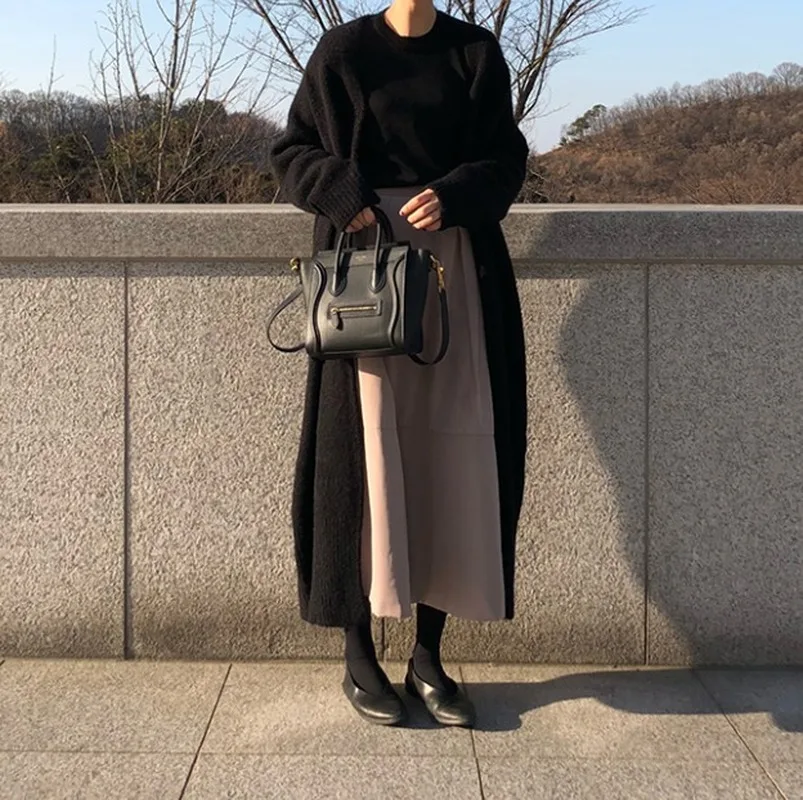 

New Long Cardigan Women's Elegant Women's Loose Rib Knit Oversized Sweater Fashion Long Jacket 2022 Fall Winter