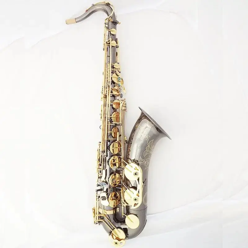 

Black Nickel Gold New Tenor Saxophone T-992 Musical Instruments Bb Tone Tube Gold Key Sax With Case Mouthpiece