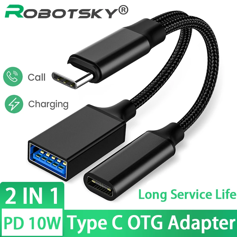 USB C OTG кабель адаптер для телефона 2 в 1 Тип C к USB A адаптер с PD зарядным портом для Samsung Huawei Xiaomi телефона ноутбука планшета