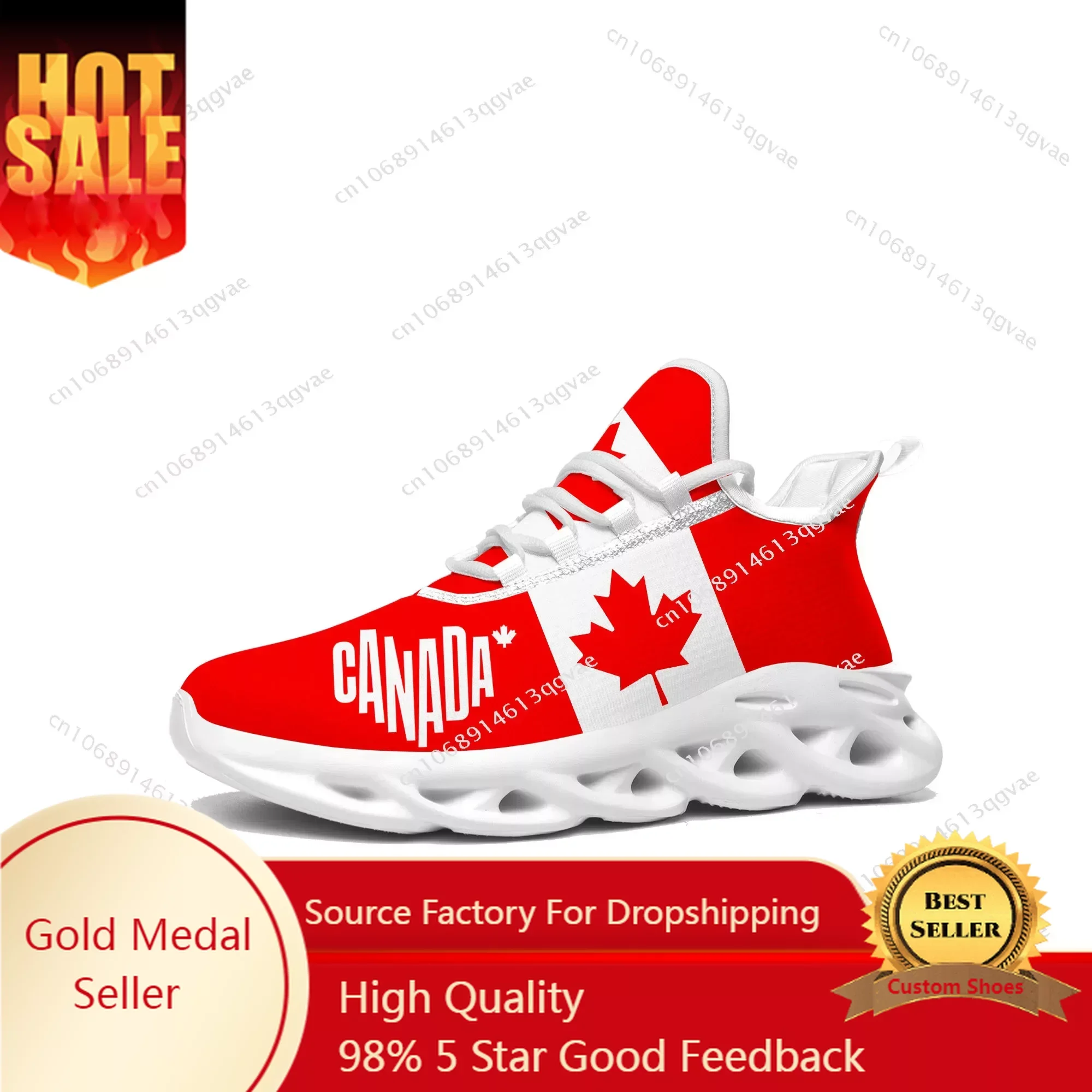 

Canadian Flag Flats Sneakers Mens Womens Canada Sports Running High Quality Sneaker Lace Up Mesh Footwear Tailor-made Shoe White