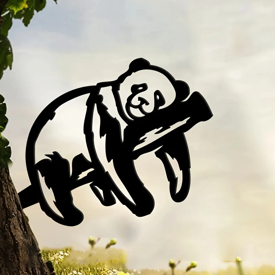 

1pc, Metal Panda Party Silhouette Animal Sign Cutout Rustic Outdoor Home & Garden Decor Housewarming Gift Statue
