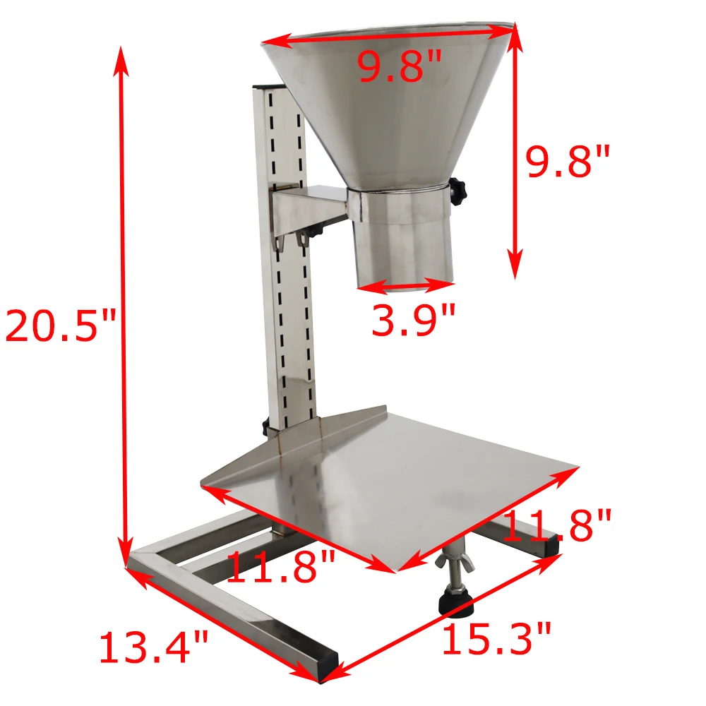 tainless Steel Funnel with Support Stand Commercial Feeding Hopper for Powder Paste Liquid Granule 10cm(3.9inch)