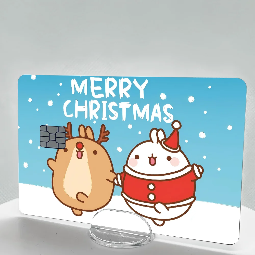 M-Molang Anime Cartoon Skin Stickers Film Tape Case For Big Credit Debit Card Front Side