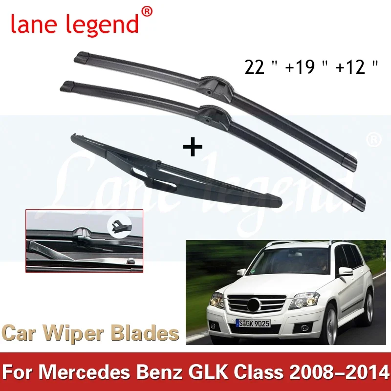 

Car Windshield Windscreen Wiper Blades For Mercedes Benz GLK Class Front Rear Set 2008 2009 2010 2011 2012 2013 2014 22"19"12"